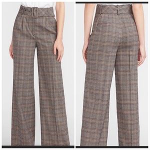 Express High Waisted Plaid Belted Wide Leg Pants Size 2S NWOT